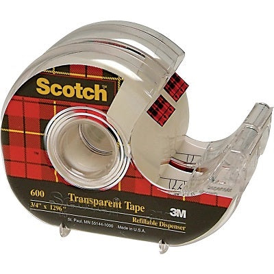 Scotch Transparent Tape, 1/2 in x 1296 in, 2 Boxes/Pack (600)