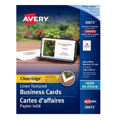 Picture of Business Cards-2x3-1/2 Clean Edge, White Linen Textured 200/