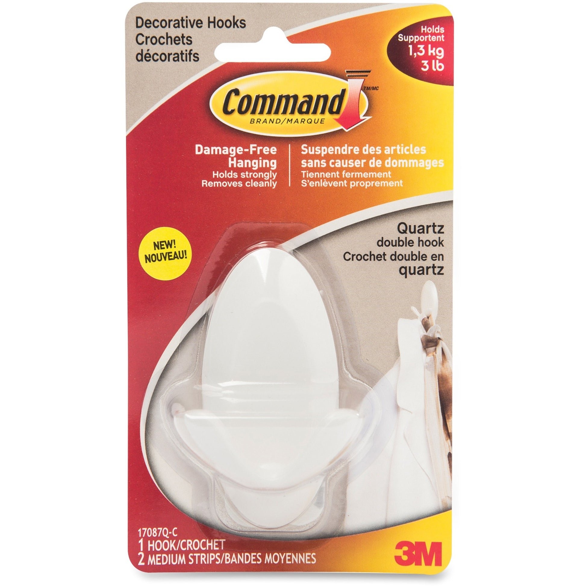 Picture of Hook-Command Adhesive, Medium, Double Hook, White