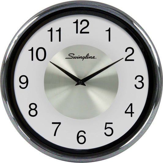 Picture of Clock-12" Round, Frosted With Black Frame & Silver Center