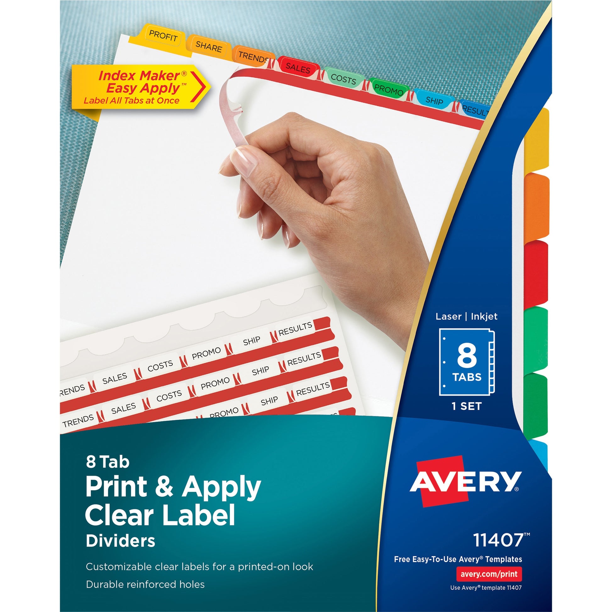 Picture of Index Dividers-Print & Apply 8 Tab Multi-Colour