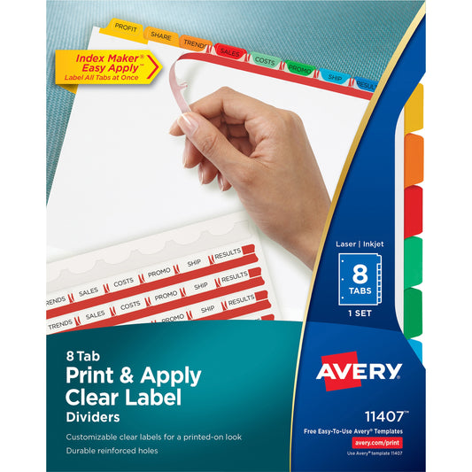 Picture of Index Dividers-Print & Apply 8 Tab Multi-Colour