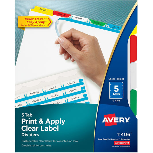 Picture of Index Dividers-Print & Apply 5 Tab Multi-Colour