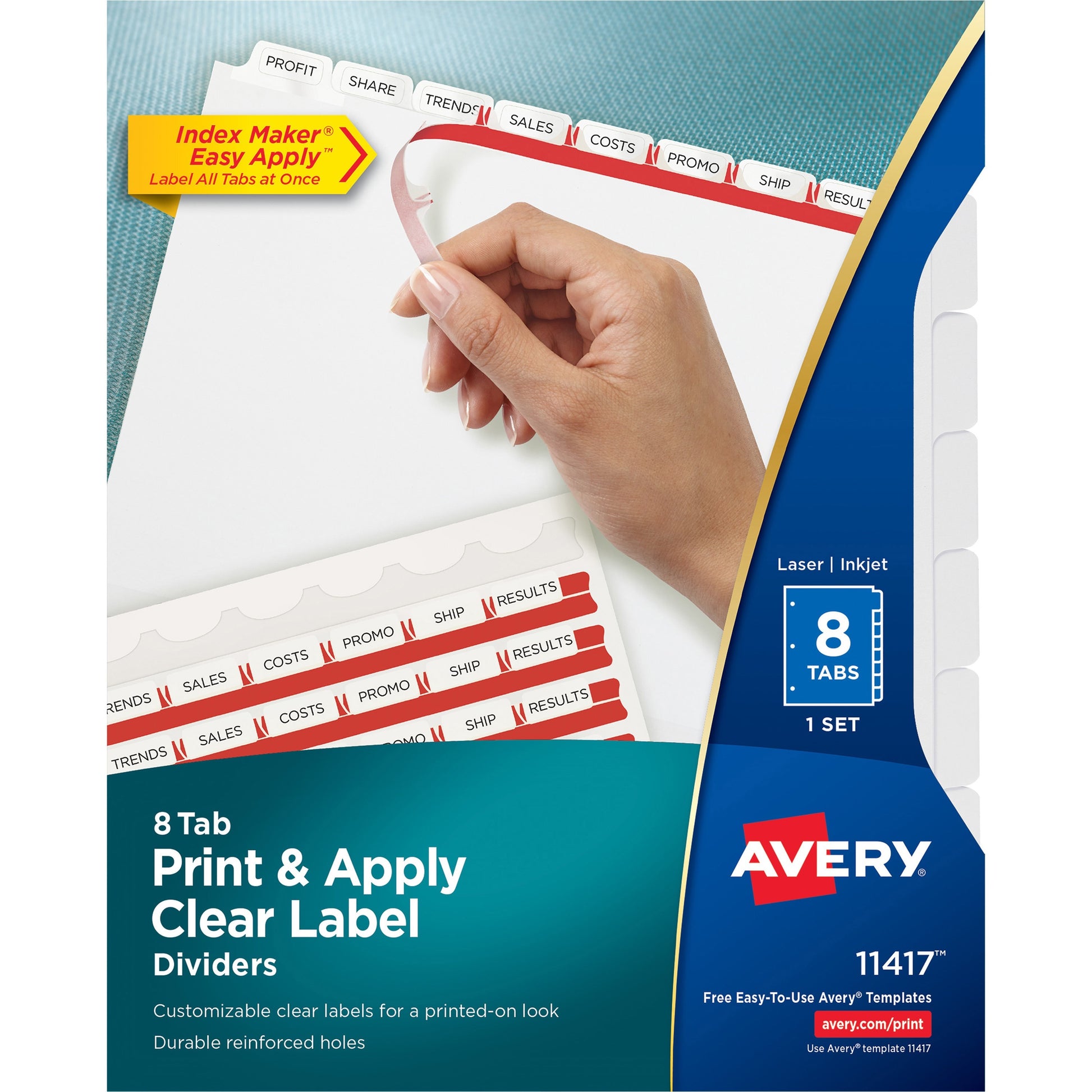 Picture of Index Dividers-Print & Apply 8 Tab White