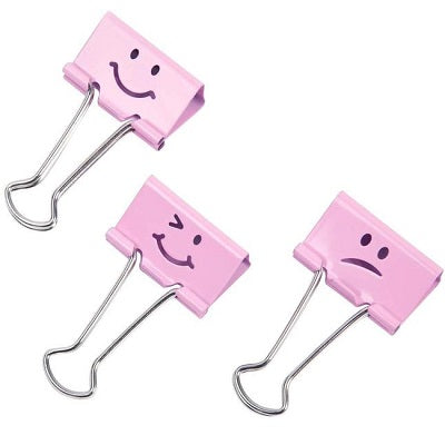 Picture of Foldback Clips-3/4" Assorted Emojis, Candy Pink