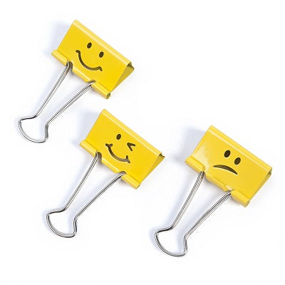Picture of Foldback Clips-3/4" Assorted Emojis, Yellow