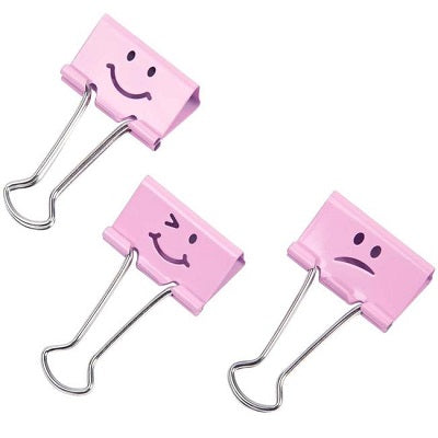 Picture of Foldback Clips-1-1/2" Assorted Emojis, Candy Pink