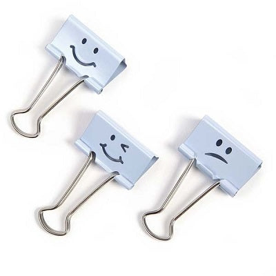 Picture of Foldback Clips-1-1/2" Assorted Emojis, Powder Blue