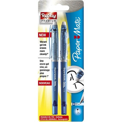 Picture of Pen-Stick, Paper Mate Replay Erasable Gel, 0.7mm Blue 2/Pk