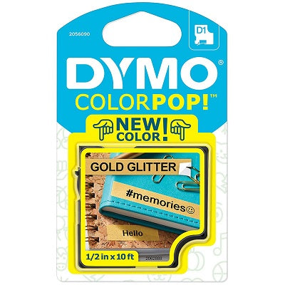 Picture of Tape-Dymo D1 Colorpop, 1/2" Gold Glitter