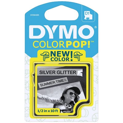 Picture of Tape-Dymo D1 Colorpop, 1/2" Silver Glitter