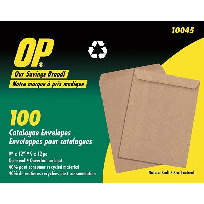 Picture of Envelope-Catalogue 9x12 Kraft, Op Brand, 100/Pack
