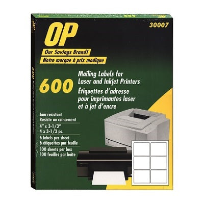 Picture of Labels-Mailing, 4x3-1/3 White, Op Brand 600/Box