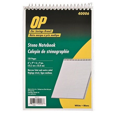 Picture of Steno Book-6x9 120 Page White/Center Line, Op Brand