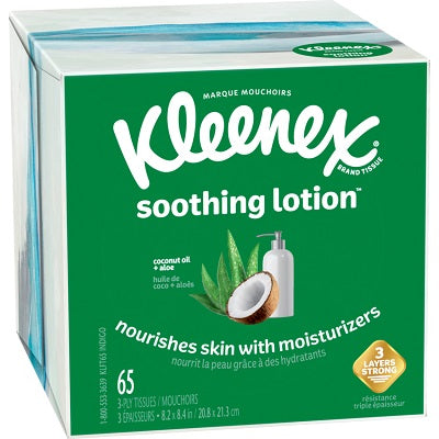 Picture of Facial Tissue-3-Ply, Kleenex Soothing Lotion, 65 Sheets/Box