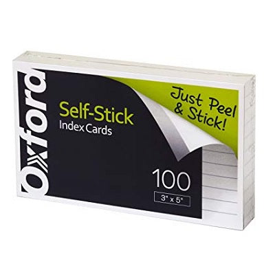 Picture of Index Cards-Self-Stick, 3x5 Ruled, White 100/Pack