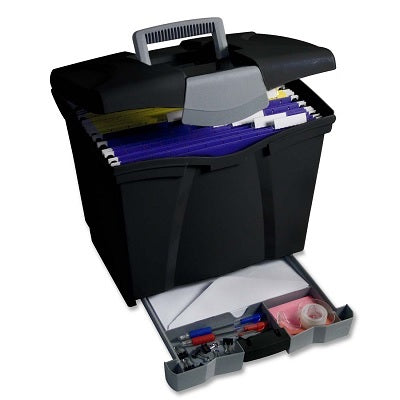 Picture of File-Portable, Letter With Bottom Drawer, Black