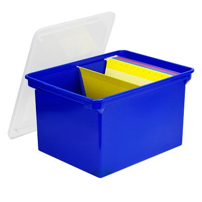 Picture of File Tote-Letter/Legal, Blue With Clear Lid