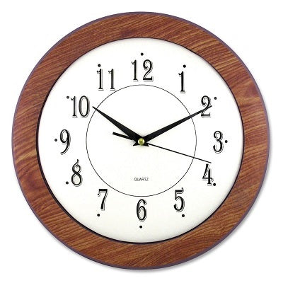 Picture of Clock-12" Round, White Face/Dark Woodgrain Rim