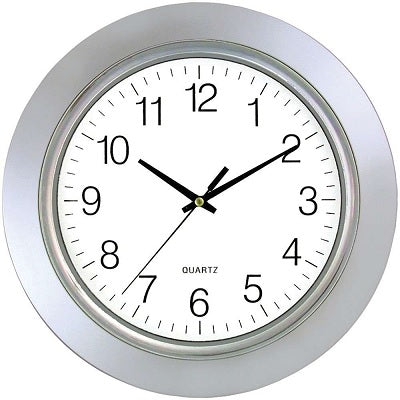 Picture of Clock-13" Round, White Face/Chrome Bezel/Silver Frame