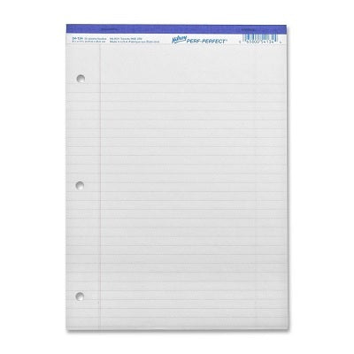 Picture of Writing Pad-Perfed, Letter Perf-Perfect 50 Sheet White 3-Hol
