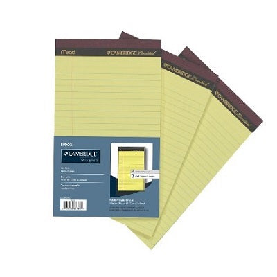 Picture of Writing Pad-Perfed, 5x8 Cambridge 50 Sheet Canary 3/Pack