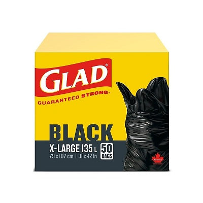 Picture of Bags-Garbage, Glad Black Xl 135l 31"X42" 50/Box