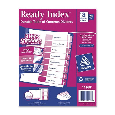 Picture of Index Dividers-Ready Index 8-Tab Multi-Colour 25 Sets/Box