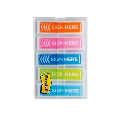 Picture of Flags-Post-It, Sign Here, 20 Orange, Pink, Blue, Lime & Aqua