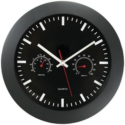 Picture of Clock-12" Round Temperature & Humidity, Black Face & Rim
