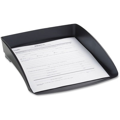 Picture of Desk Tray-Iceland Self-Stacking Letter, Black/Silver