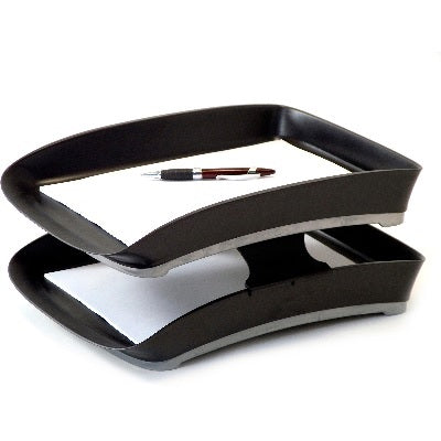 Picture of Desk Tray-Iceland Two Tier Set, Black/Silver