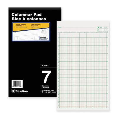 Picture of Columnar Pad-Punched, 100 Sheet White 8.25x14 7 Column