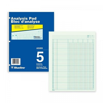 Picture of Analysis Pad-50 Sheet Green 10-7/8x8.5 5 Column