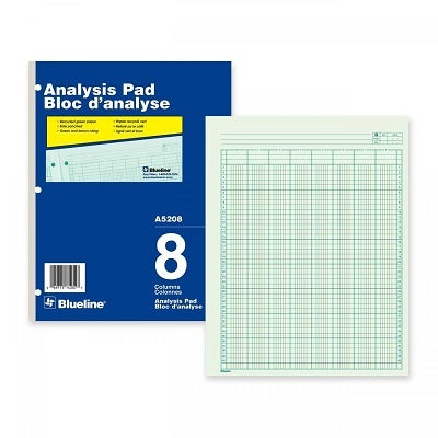 Picture of Analysis Pad-50 Sheet Green 10-7/8x8.5 8 Column