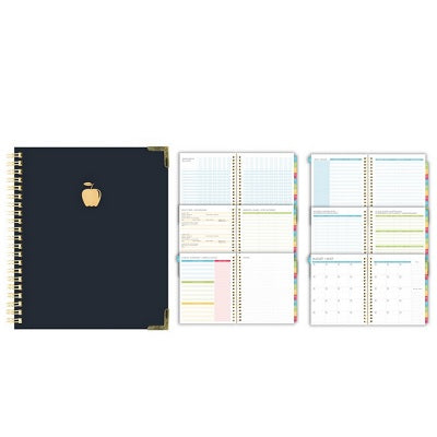 Picture of Planner-Undated Teacher'S 11x8-1/2, Wire, Navy Bilingual