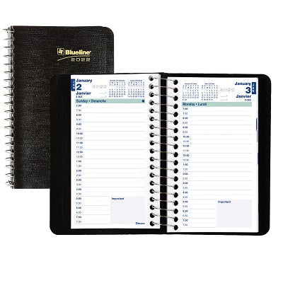 Picture of Planner-Daily, Wire 6x3-1/2 Black, Bilingual 2022