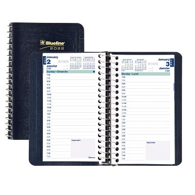 Picture of Planner-Daily, Wire 6x3-1/2 Blue, Bilingual 2022