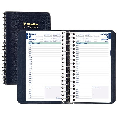 Picture of Planner-Daily, Wire 6x3-1/2 Blue, Bilingual 2023