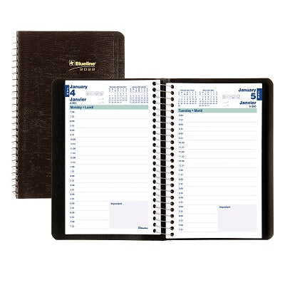 Picture of Planner-Daily, Wire 8x5 Black, Bilingual 2022