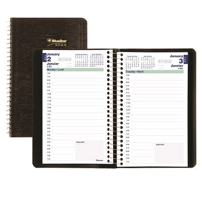 Picture of Planner-Daily, Wire 8x5 Black, Bilingual 2023