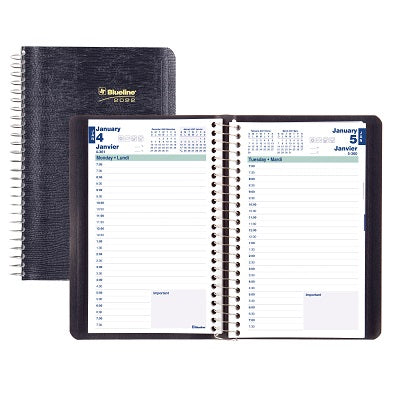 Picture of Planner-Daily, Wire 8x5 Blue, Bilingual 2022