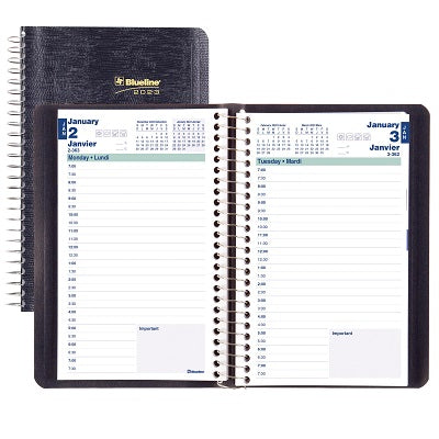 Picture of Planner-Daily, Wire 8x5 Blue, Bilingual 2023