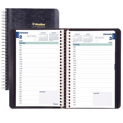 Picture of Planner-Daily, Wire 8x5 Blue, English 2023