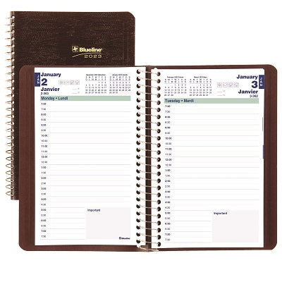 Picture of Planner-Daily, Wire 8x5 Burgundy, Bilingual 2023