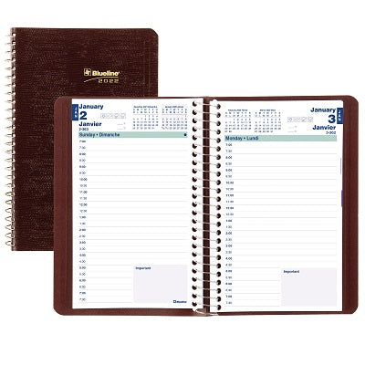 Picture of Planner-Daily, Wire 8x5 Burgundy, Bilingual 2022