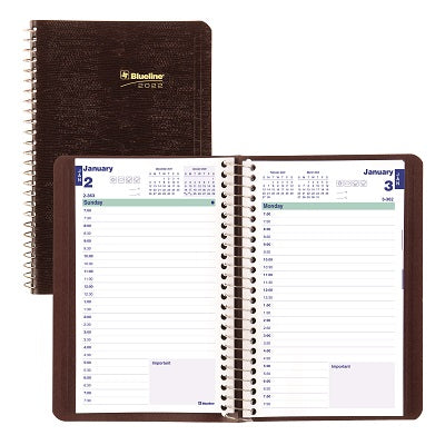 Picture of Planner-Daily, Wire 8x5 Burgundy, English 2022