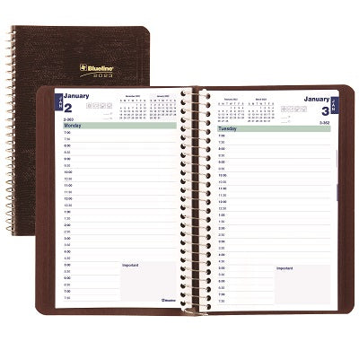 Picture of Planner-Daily, Wire 8x5 Burgundy, English 2023