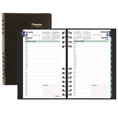 Picture of Planner-Daily, Coilpro 8x5 Black, Bilingual 2023