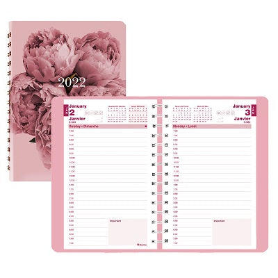 Picture of Planner-Daily, Wire 8x5 Pink Ribbon, Bilingual 2022